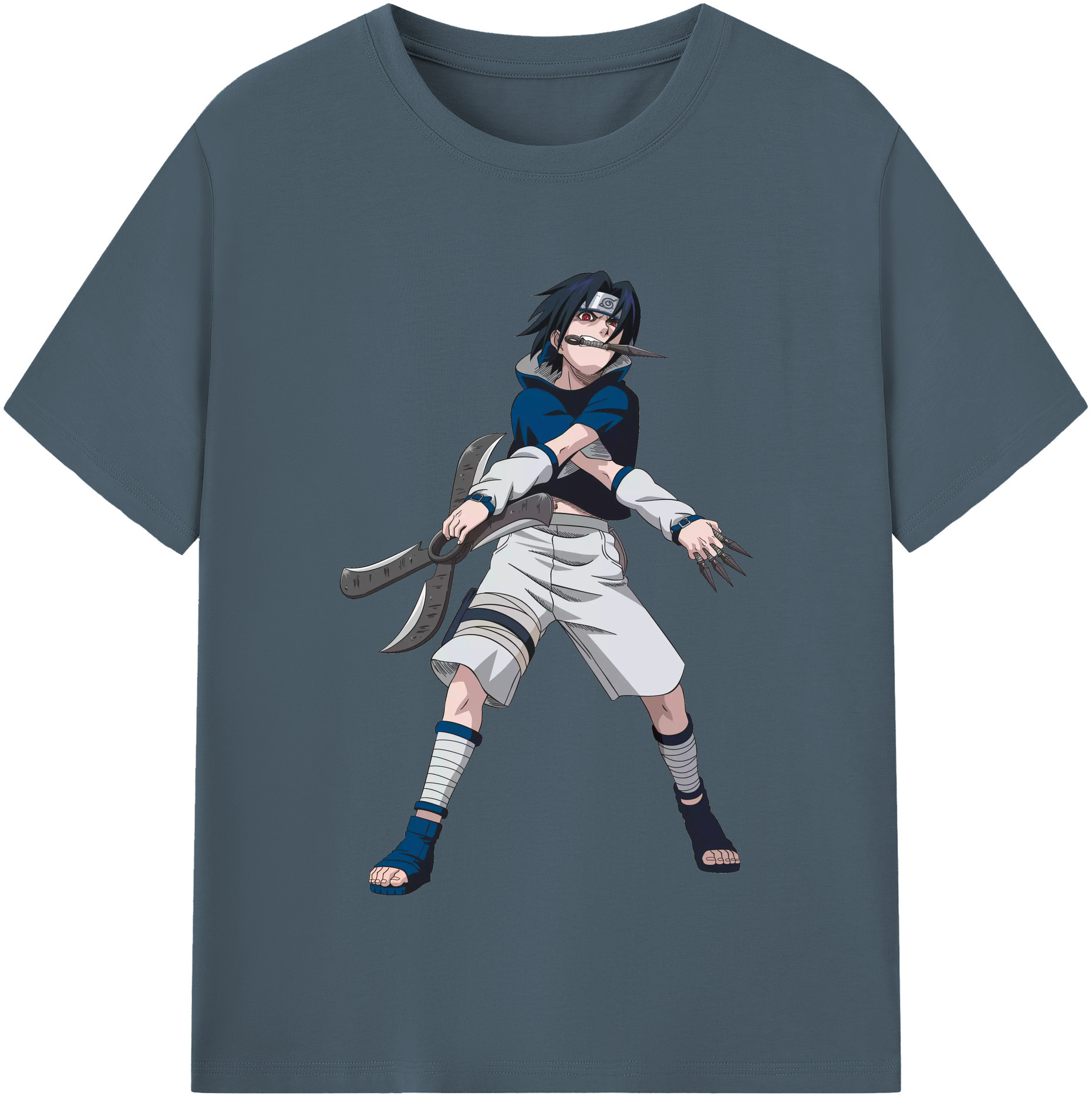 （画像用） NARUTO -ナルト- うちは サスケ Uchiha Sasuke 綿100％半袖Tシャツ（フロントプリント）